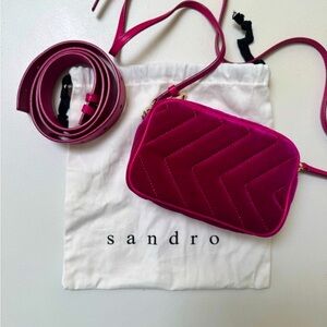 Sandro Velvet Magenta Crossbody Bag
